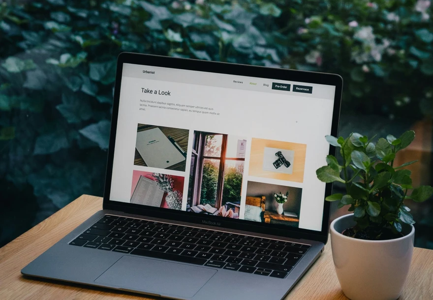 A website open on a laptop