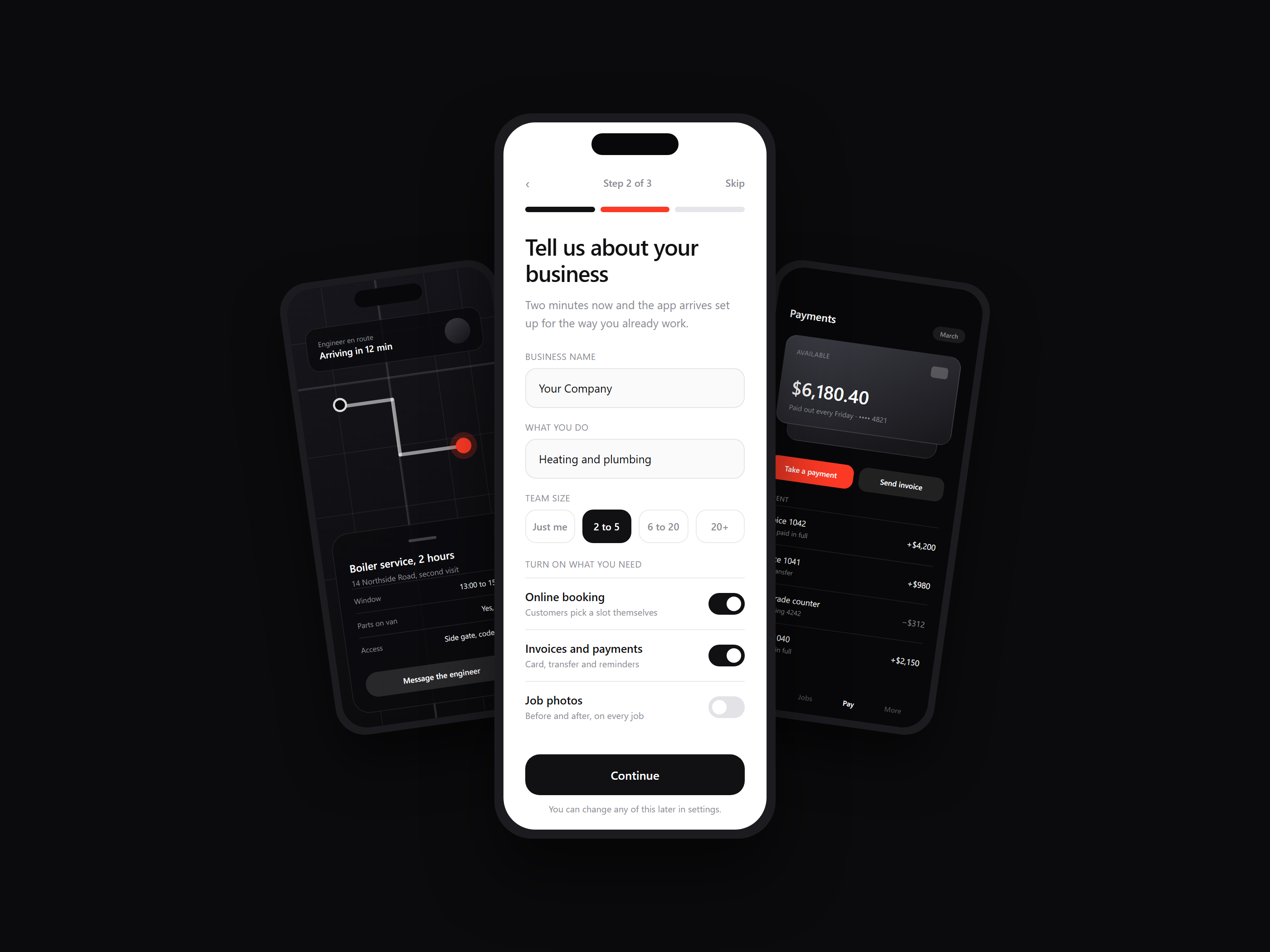 A signup flow on a phone