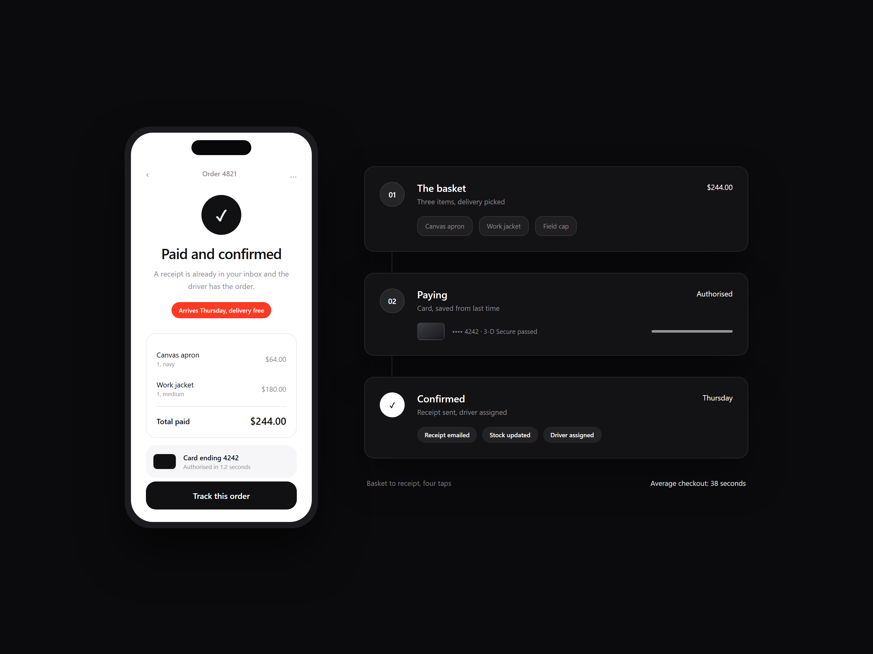 A checkout journey on mobile