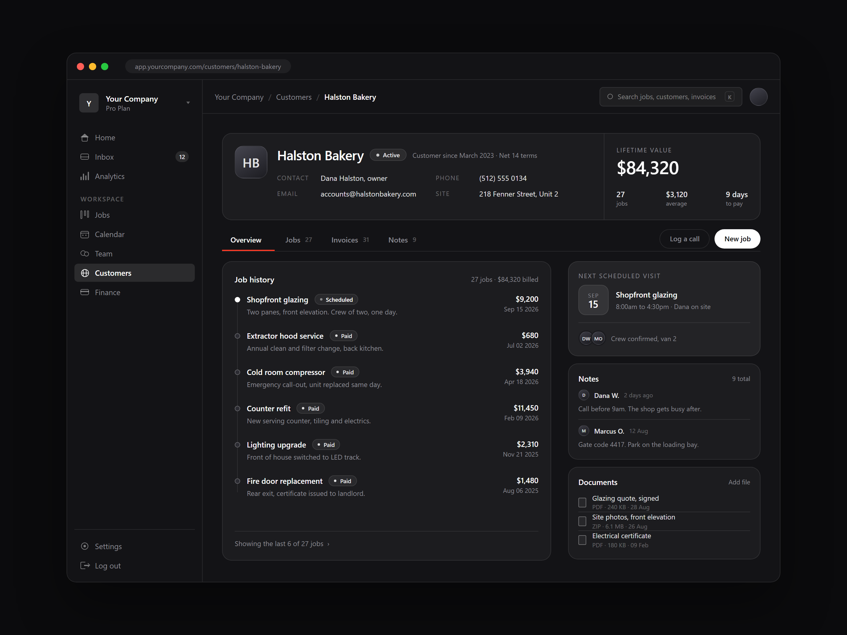 A customer record
