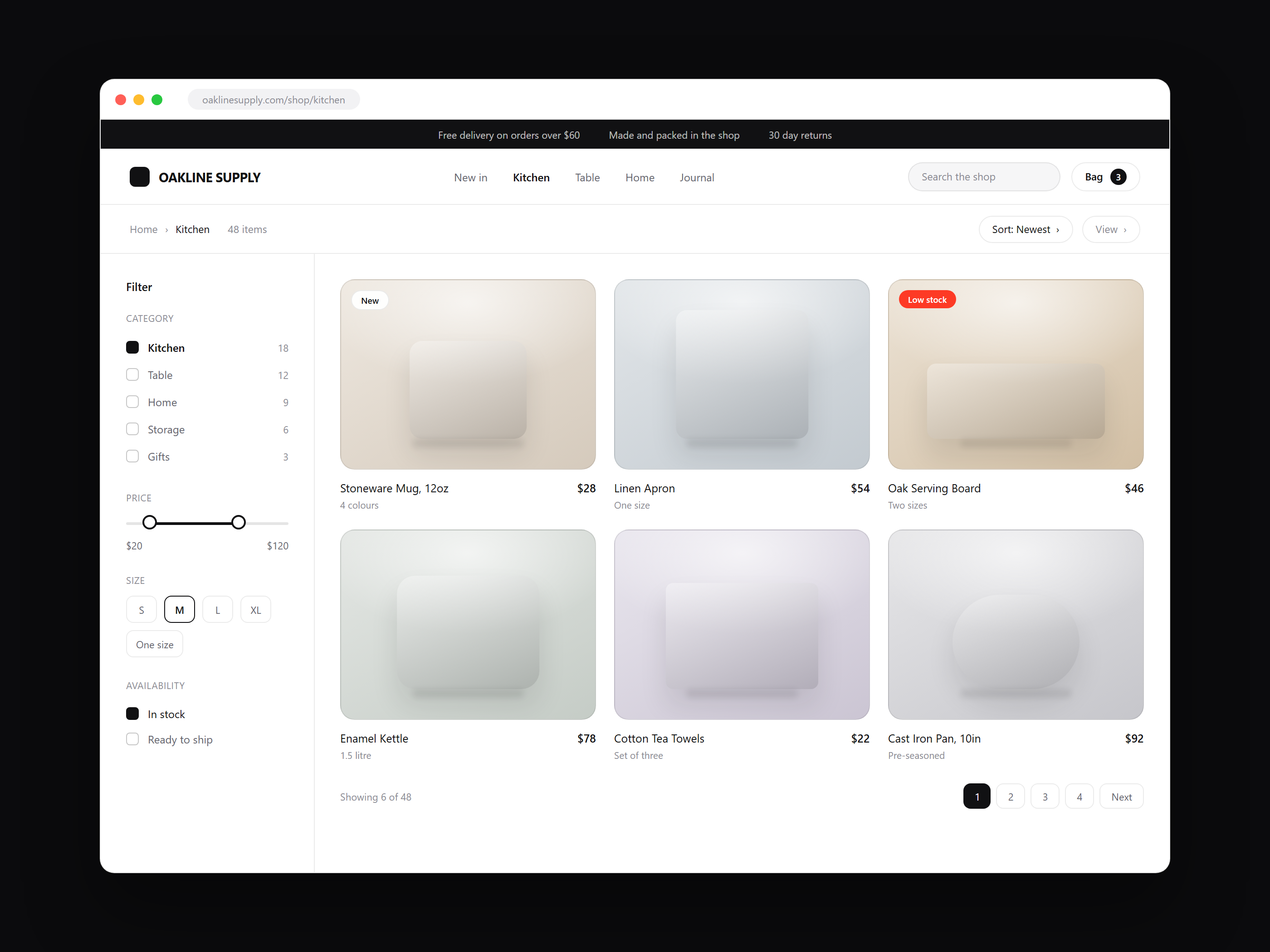 A storefront product grid