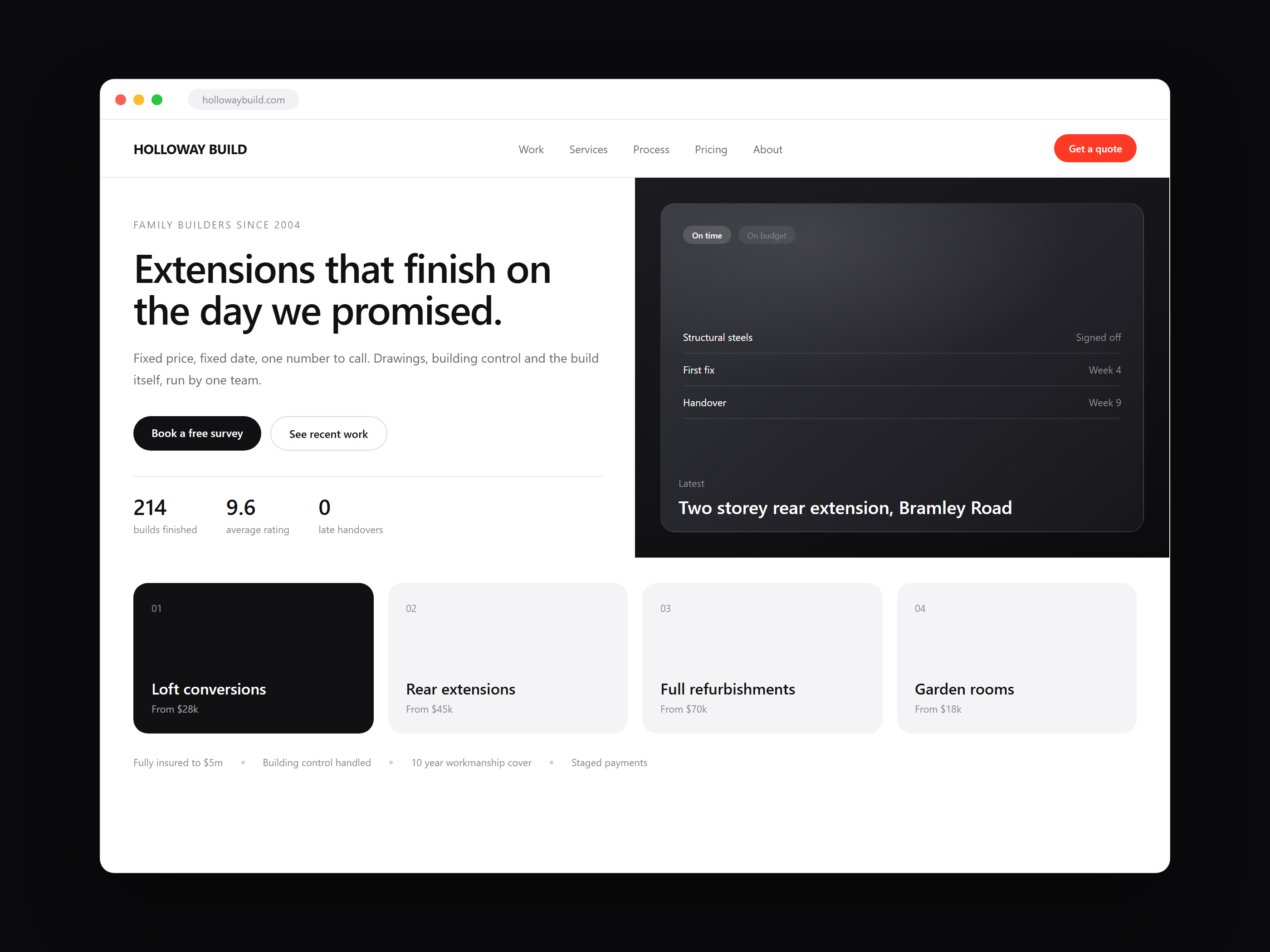 A small business home page
